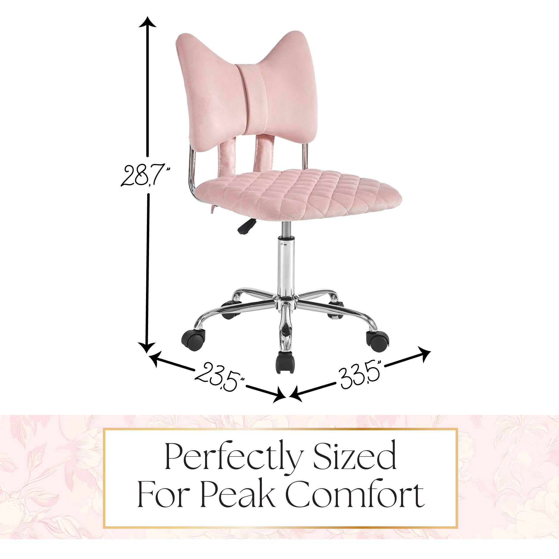 Petals & Pearls Figural Pink Bow Vanity Chair