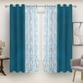 thumbnail image 1 of ZMLEVE Rideaux Mix and Match - 2 Pcs Imprimé Branche Rideaux Transparents et 2 Pcs Rideaux Occultants pour Chambre Salon Illets Rideaux, 37x95 Pouces/panneaux, Turquoise, Ensemble de 4 Panneaux, 1 of 7