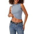 thumbnail image 1 of EYIIYE Débardeur Basique d'Été pour Femmes Sans Manches Col Montant Ajusté Mode Décontractée Mode Urbaine pour Adolescente, 1 of 9