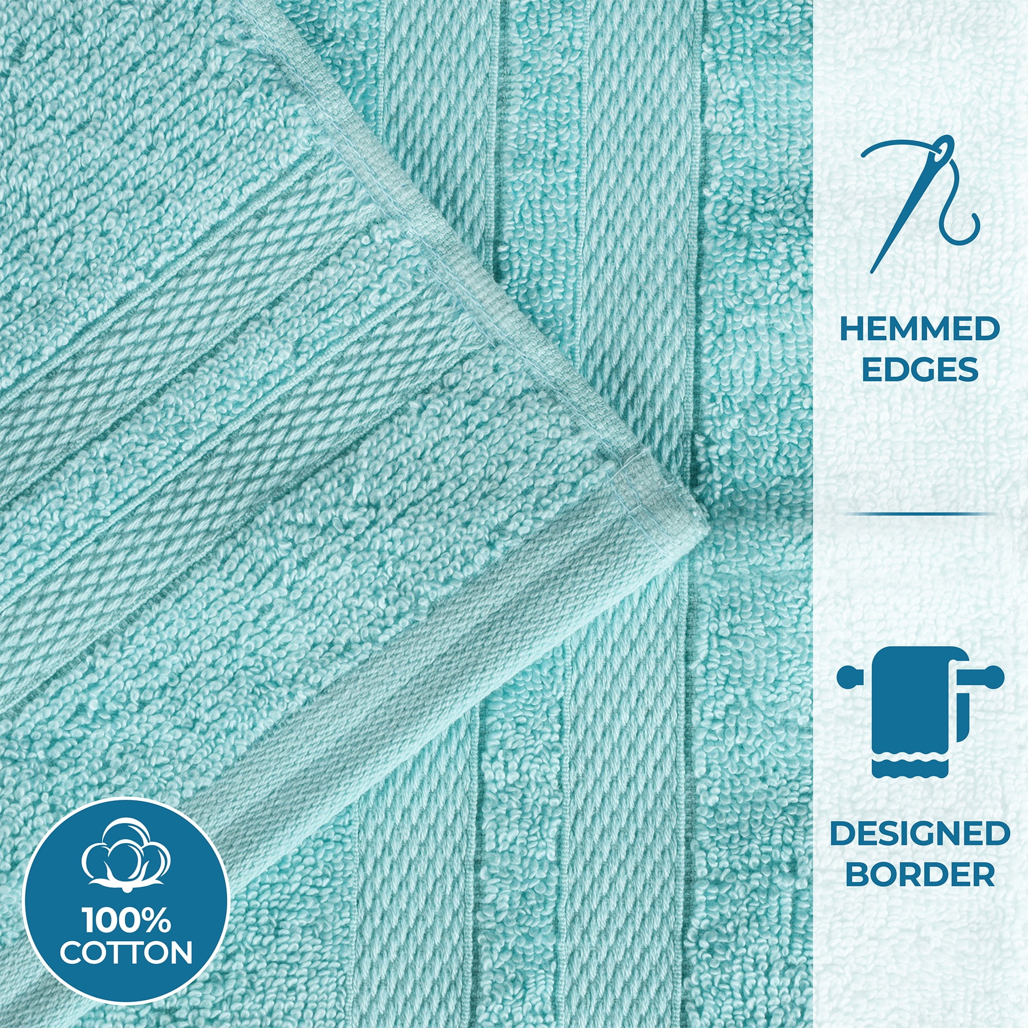 Superior Ultra Soft Cotton Solid 6-Piece Towel Sets, Cyan
