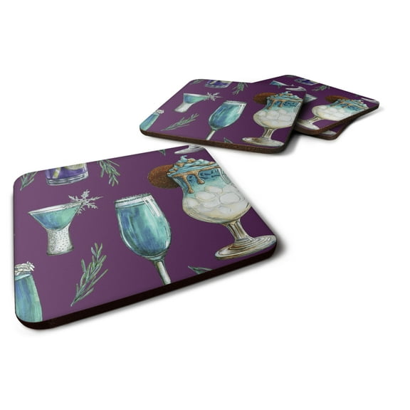 Drinks and Cocktails Purple Foam Coaster Set of 4