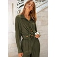 thumbnail image 6 of PRETTYGARDEN Women's 2 Piece Textured Sets Casual Button Down Shirt Wide Leg Pants Outfit Loungewear Tracksuit, 6 of 8