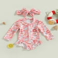 thumbnail image 2 of MesaSe Kids Baby Girls Rash Guard Swimsuit Romper Zipper Long Sleeve Sun Protection Bathing Suit Pink Flower 9-12 Months, 2 of 7