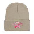 thumbnail image 2 of Breast Cancer Awareness Ribbon Embroidered Long Beanie, 2 of 2