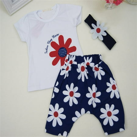 

Clearance Newborn Unisex Clothing Set Short-sleeved T-shirt+Shorts with Floral Print