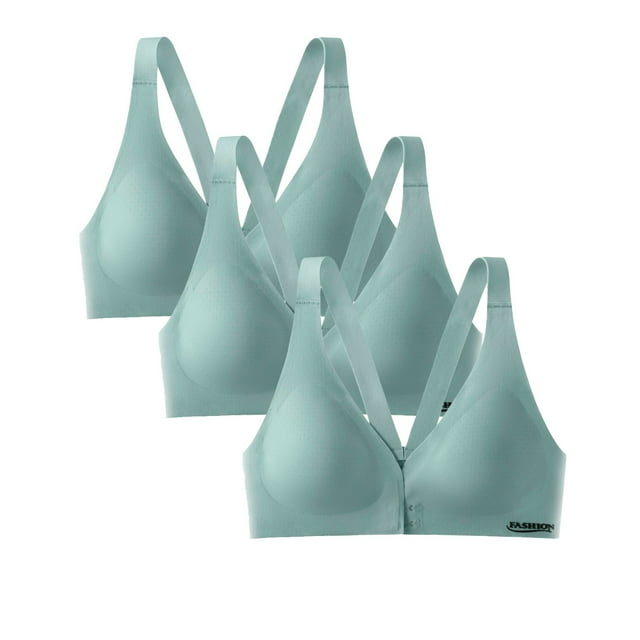 Pavied Push Up Bra Wireless Bras Seamless Bras Pack Of 3 Womens Front Closure Bra Racerback Plus Size Unlined Underwire Full Coverage Bras Feelingirl Bra Womens Bras Green XL