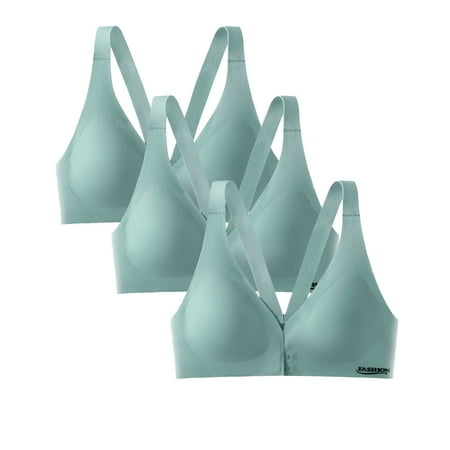 HCURIBAD Clearance! Bras for Women  Pack of 3 Womens Front Closure Bra Racerback Plus Size Unlined Underwire Full Coverage Bras Wireless Bras for Women  Push up Bra  Bra Pack 3Pcs underwear Green M