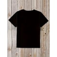 thumbnail image 2 of T-Shirt Graphique Décontracté pour Femmes - Impression Visage Joyeux Noir et Blanc, T-Shirt à Manches Courtes Col Rond, Tissu Polyester Léger, Haut de Mode Printemps/été, T-Shirts pour Dames, 2 of 6