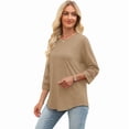 thumbnail image 5 of Ronuti Womens 3/4 Sleeve Tops Ladies Blouses Crew Neck T Shirts for Women Loose Fit Tunic Tops, 5 of 9