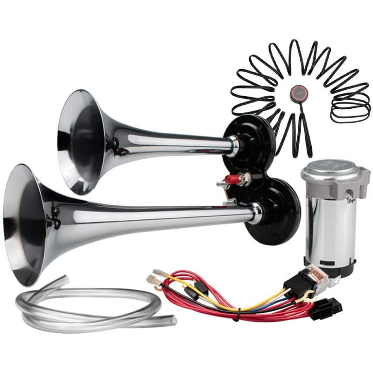 GAMPRO 12V 150Db Air Horn, Chrome Zinc Dual Trumpet Air Horn with