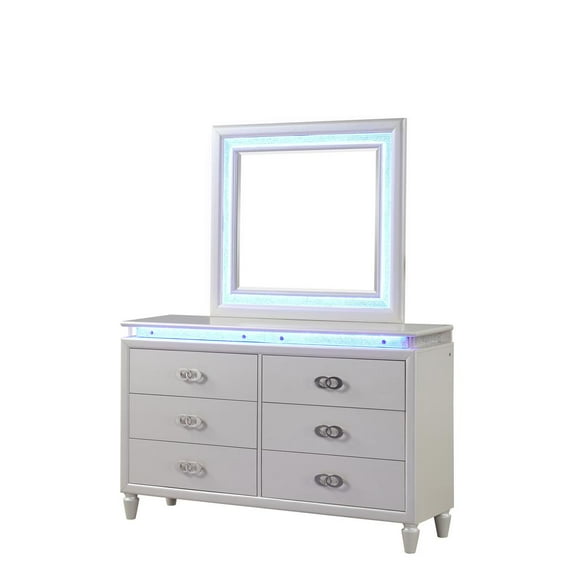 GALAXY HOME FURNISHINGS USA Passion LED Dresser Made with Wood in Milky White