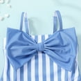 thumbnail image 5 of Newborn Baby Girls Clothes Baby Girls One-piece Swimsuit Sleeveless Suspender Cute Bowknot 0-3 Months Girls Summer Stripe Swimwear Headband Set Blue, 5 of 8