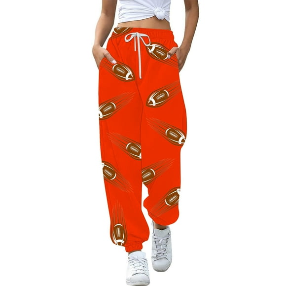 WILLBEST Pants for Women Women's Fashion Pants Rugby Festival Suitable for Printed Bottom Tracksuit Pants Pocket High Waisted Exercise Gym Sport Suitable for Jogging Pants Women Ripstop Cargo Pants