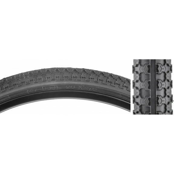 Bicycle Tire Sunlite 26x1.75 Black/Black Raised Center K52
