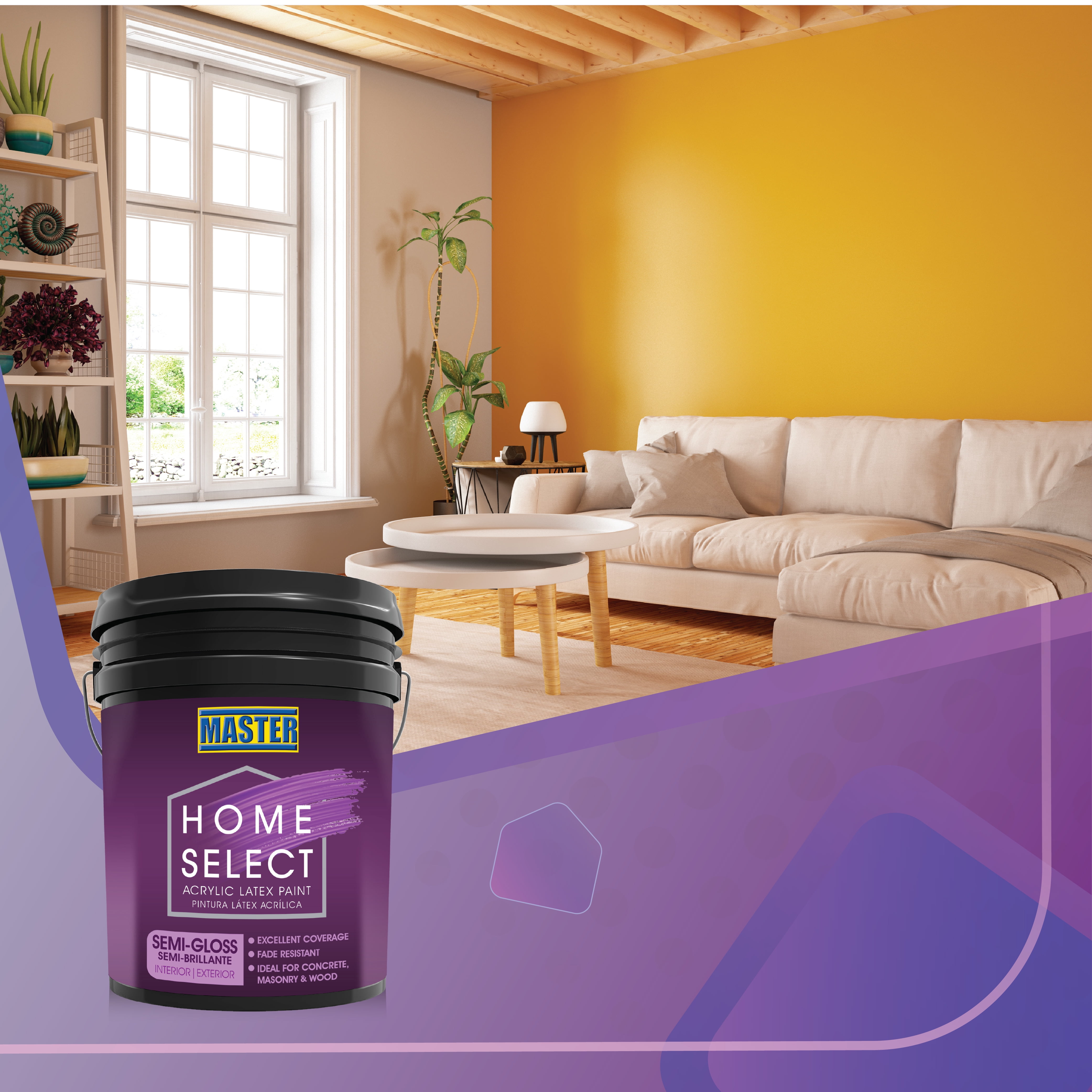 Master Home Select High Quality Latex Paint Interior and Exterior Semi Gloss White 5 gal