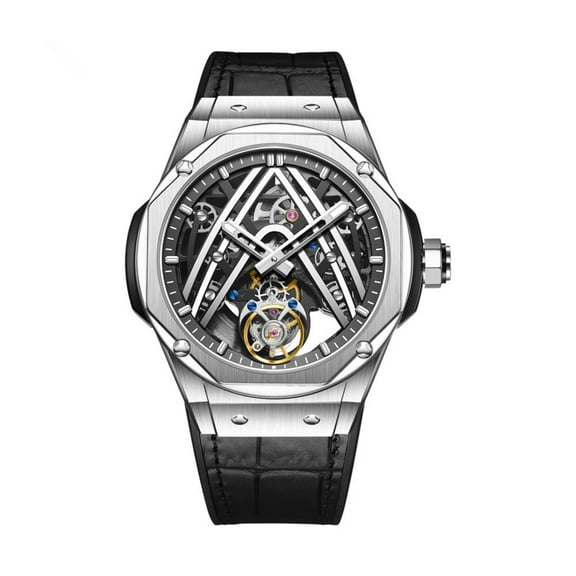 AESOP Tourbillon Skeleton Automatic Self-winding Mechanical Wrist Watch Men Sapphire Crystal Diamond Business Hollow Waterproof Clock Man Luminous Steel Leather Wristwatch