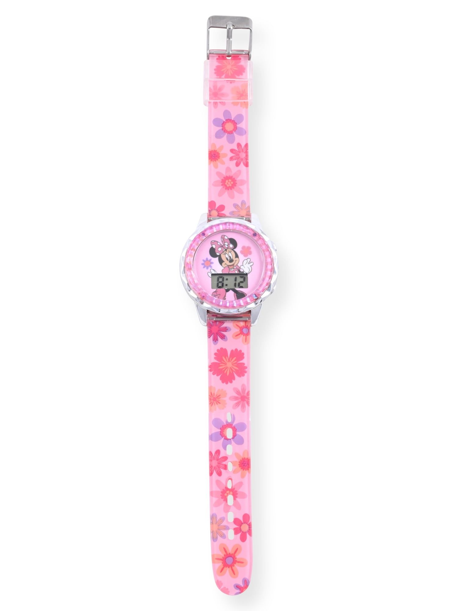 Disney Minnie Mouse Girls Flashing LCD Pink Ombre Silicone Watch, Bracelet and Hair Accessory 3 Piece Set