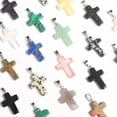 thumbnail image 5 of MATROOY Natural Quartz Crystal Cross Pendant Crucifix Shape Stone Jewelry making-Aventurine-1PC, 5 of 9