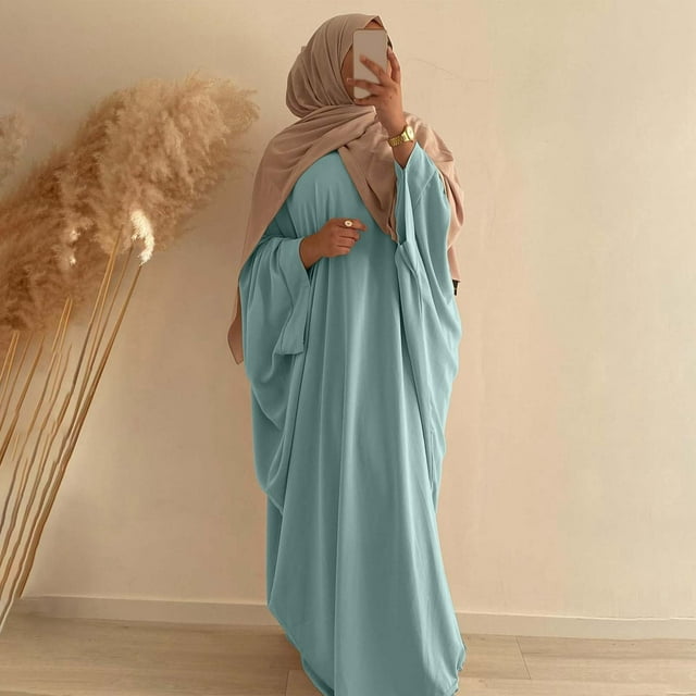 WILLBEST Robe pour Femmes Robe Longue à Manches Chauve-Souris Grande Taille Couleur Unie Robe Abaya