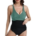 thumbnail image 1 of DGHM Bike Short Set New Solid Color Mesh Splicing Piece Swimsuit Sexy and Fashionable and Backless Swimsuit Green XXL, 1 of 3