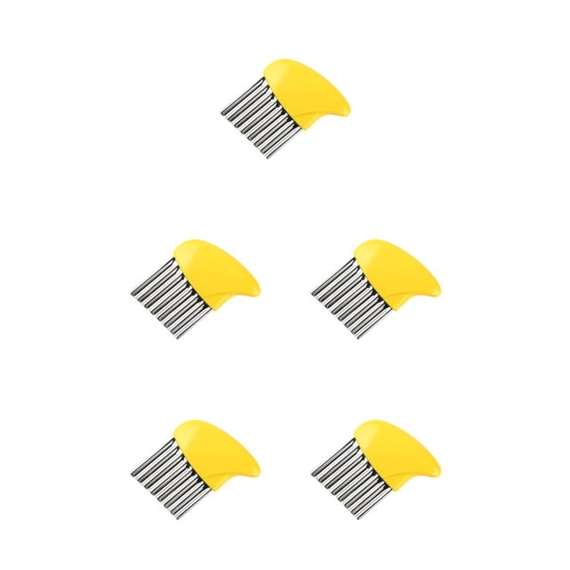 Guardoinrt Creative kitchen multi-function cut potato silk wave knife wolf potato cut corrugated potato chip cutter vegetable acacia yellow 5Set