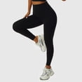 thumbnail image 3 of Pantalones de yoga adelgazantes Secado rápido Talle alto Control de barriga Leggings de mujer transpirables para gimnasio Negro 10/M, 3 of 8