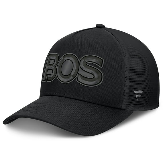 Men's Fanatics Black Boston Bruins Authentic Pro Road Team Code Trucker Adjustable Hat