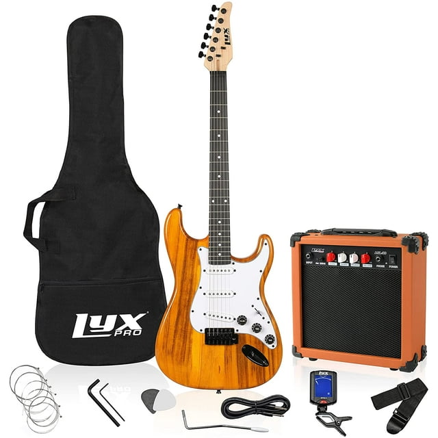 LyxPro Beginner 39” Electric Guitar & Electric Guitar Accessories, Mahogany