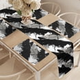 thumbnail image 2 of Ambesonne Grunge Table Runner & Placemats, Murky Brushstroke Effects, Placemat 4 pcs + Runner 14"x90", Black Grey and White, 2 of 2