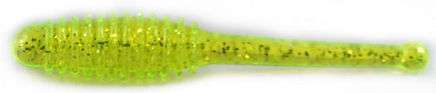 (3 pack) Creme 1.5" Ringed Stinger Shad Grub, Chartreuse Glow