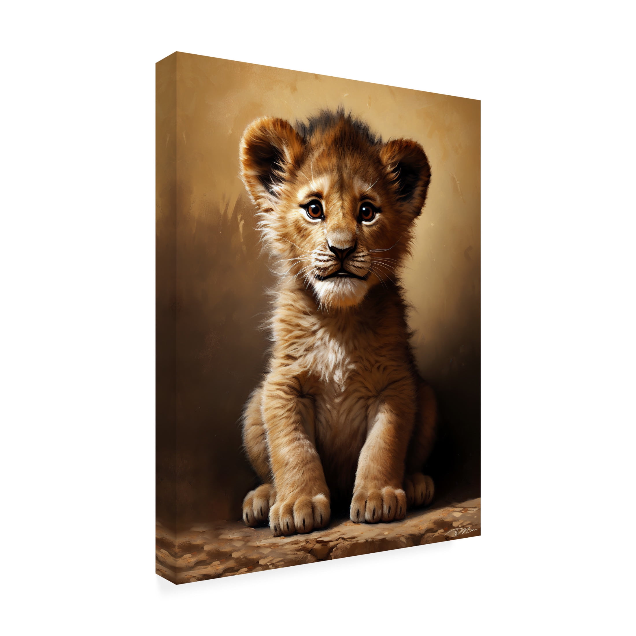 Canvas Wall Art - Momart 'Baby Lion 1' Wall Art for Living Room, Bedroom, or Office Décor by Trademark Fine Art - 35 x 47 Inches