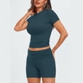 thumbnail image 2 of MSJUHEG Loungewear Sets Woman 2 Piece Workout Sets for Women 2 Piece Sets for Women Summer Womens Short Sets Biker Short Set Linen Set Women Workout Outfits for Women Navy XL, 2 of 6