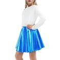 thumbnail image 2 of EnJoCho Girls Metallic Skater Skirt Sparkly Shiny Flared Elastic Waist A-Line Min𝗂 Skort for Girls Solid Trendy Casual Teenage Square Neck Flowy Sundress, 2 of 6