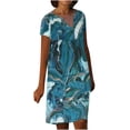 thumbnail image 1 of Robe d'Été Décontractée pour Femme à Manches Courtes, Col en V, à Imprimé Floral, 1 of 5