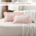 thumbnail image 2 of 2 Pack Blush White Plaid Ruffle Gingham Lumbar Throw Pillow Covers, 100% Washed Cotton Checkered Girls Lovely Farmhouse Decorative Throw Pillow Shams for Bed/Sofa Zipper Closure- 20''x12'', 2 of 7