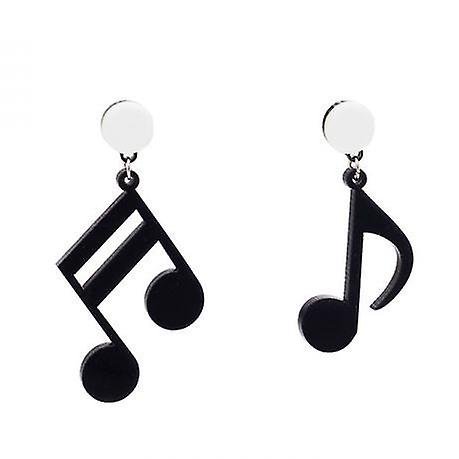 Elegante estilo punk acrílico nota musical cuelga pendientes colgantes para mujeres niñas moda hip hop joyería musical regalo negro acrílico nota musical (3 pares)