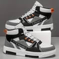 thumbnail image 3 of [sneakers] Men'S Letter-Patterned Color-Blocking Lace-Up Sports Comfortable Skate Shoes,  Perfect for Everyday Casual Outdoor Activities Outdoor Non-Slip High-Top Athletic Hiking Shoes,, 3 of 9