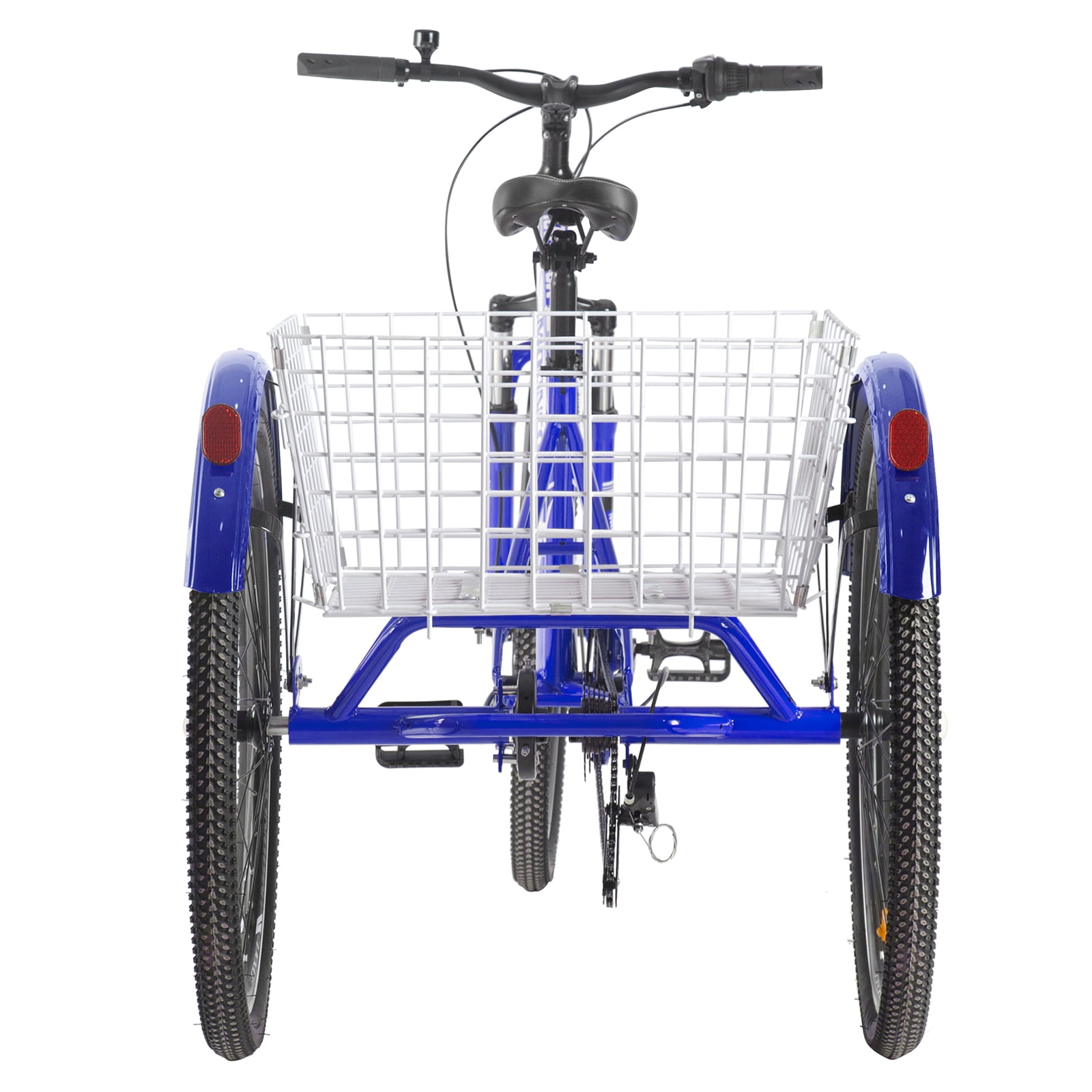 FICISOG Mountain Tricycle for Adults, 3 Wheeled 7-Speed Mountain Tricycle 24 inch 26 inch 27.5 inch Men's Women's Tricycles Cruiser Bike Featuring Disc Brakes, Cargo Basket