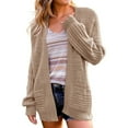 thumbnail image 2 of Womens Cardigan Sweaters Trendy Open Front Long Sleeves Knitted With Pockets Loose Fall Outwear,Khaki,L, 2 of 5