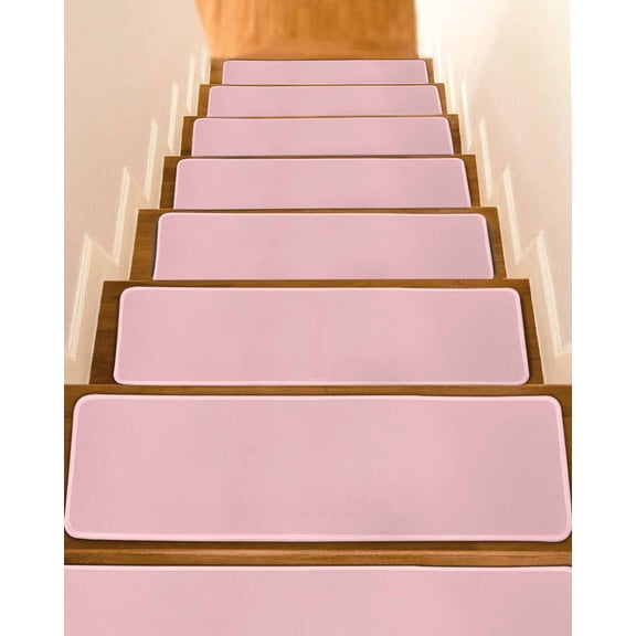 Pink Non-Slip Stair Treads for Wooden Steps, 10 Pack-8x30in Carpet Stair Mats with Adhesive Backing, Noise-Reducing Step Covers for Indoor Stairs, Easy to Install & Residue-Free