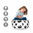 thumbnail image 2 of Crown Storage Toy Bag Chair, Monochromatic Style Layout of Repeating Elements Authority Symbol Leader, Stuffed Animal Organizer Washable Bag, Large Size, Charcoal Grey and White, by Ambesonne, 2 of 3