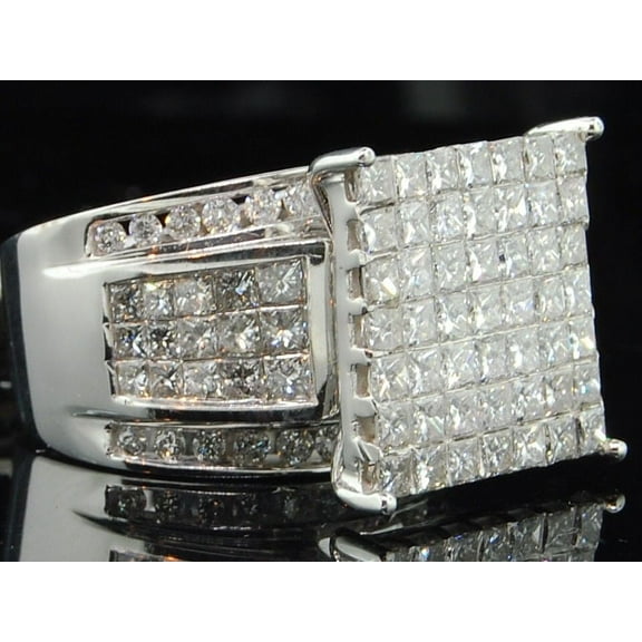 Diamond Engagement Wedding Ring 14K White Gold Princess & Round Cut 4 CT