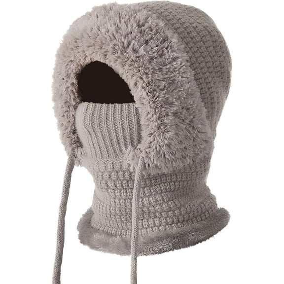 3 in 1 Beanie Hat with Scarf and Mask - Windproof Balaclava for Cold Weather, Thermal Neck Warmer for Men & Women