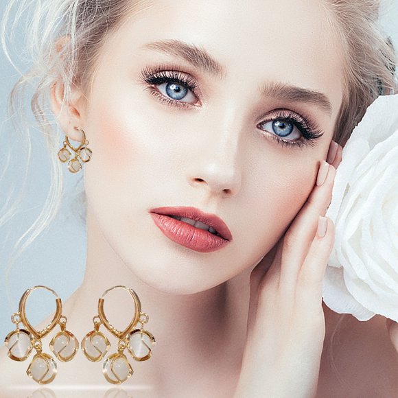 Xihbxyly Pendientes Brillantes, Diseño de Aro Único con Elegante Piedra de Pino, Elegante Accesorio de Moda para Fiestas, Uso Diario, Hermoso Regalo para Mujeres, Recordatorio de Fuerza Interior.