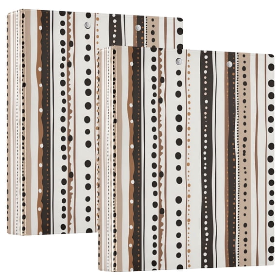 FORMRS 3 Ring Binder 1.5 inch with Pockets Set of 2 Clip Board 200 Sheets Capacity, Brown Abstract Stripes