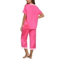 thumbnail image 6 of MINTREUS Women's Pajama Set Short Sleeved V-Neck Pajama Silk 2-Piece Set Capris Women's Satin Pajama Set Casual Clothing, 6 of 7