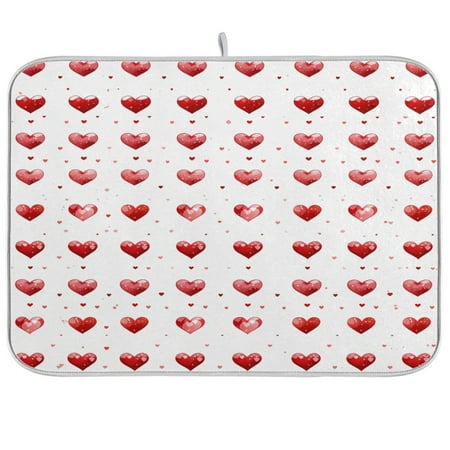 

joogoo Love Heart Dish Drying Mat Kitchen Counter Absorbent Drying Pad 16x18 in Drainer Rack