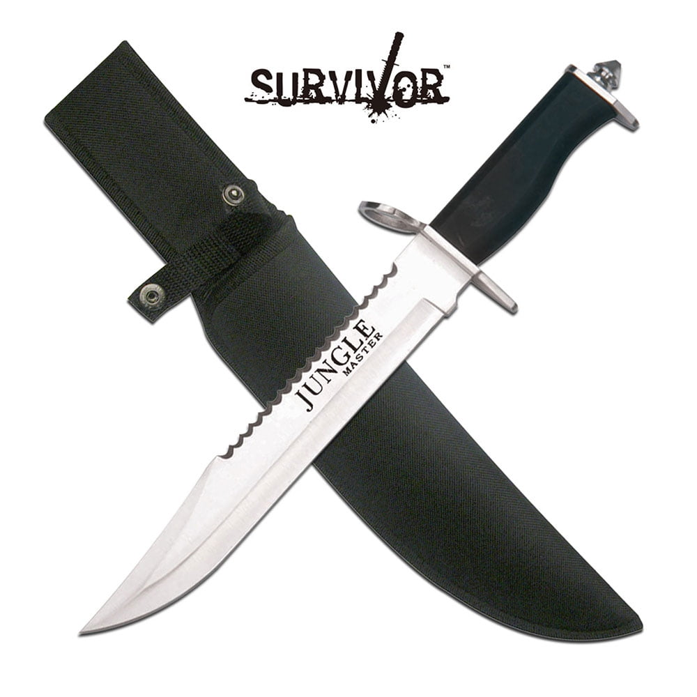 Jungle Master Fixed Reverse Serrated Stainless Steel Knife