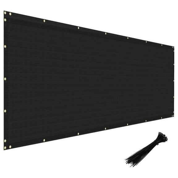 5'x12' Privacy Fence Screen Heavy Duty Windshield Fence Mesh Fabric Shade Net with Brass Grommet for Outdoor Fence Wall Garden Yard Pool Deck (Black)