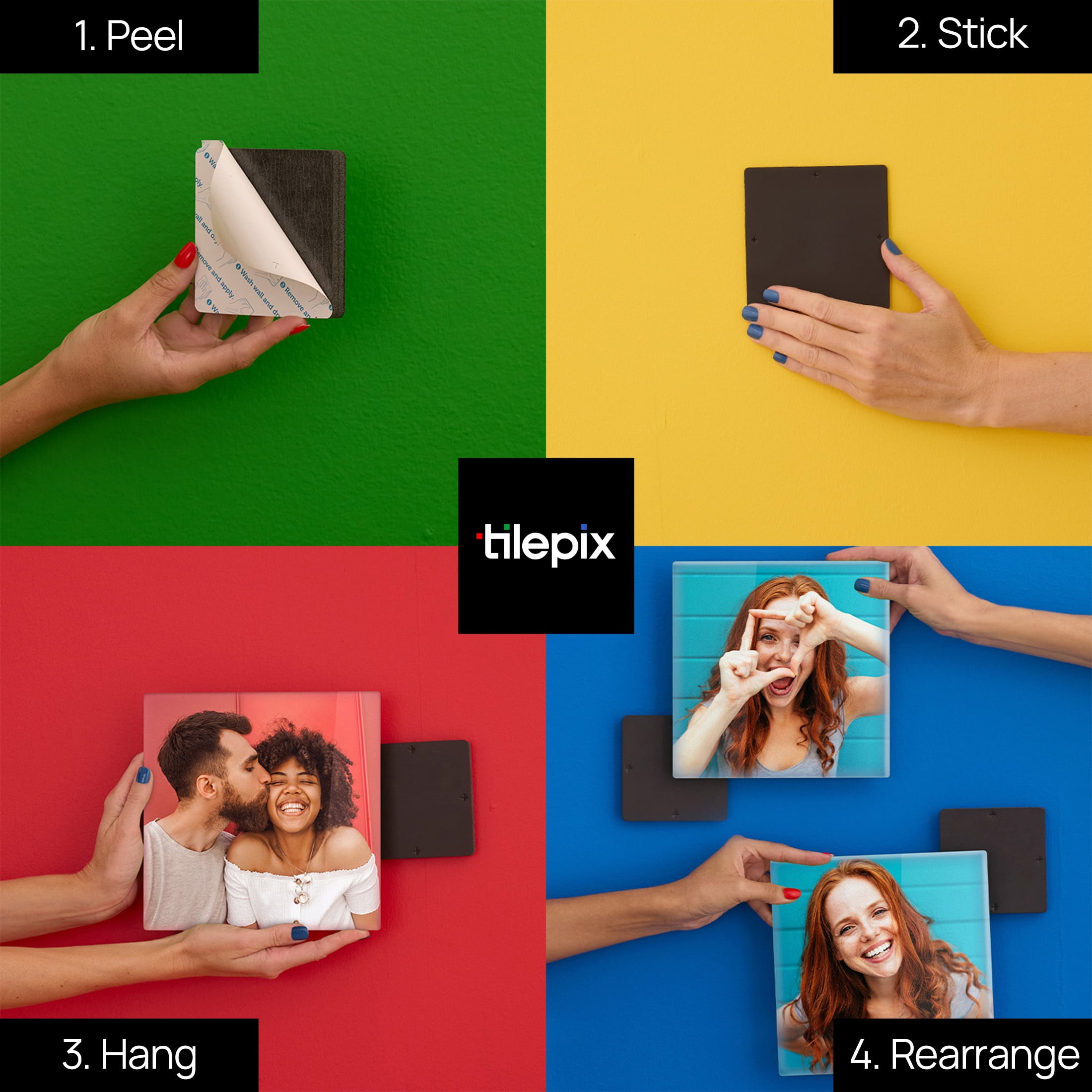 TilePix Nail Free Glass Frame, 6-Piece Split Image
